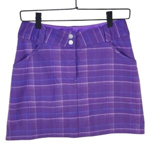 NIKE GOLF PERFORMANCE DRI-FIT SKIRT/SKORT. PURPLE PLAID/SIZE:0